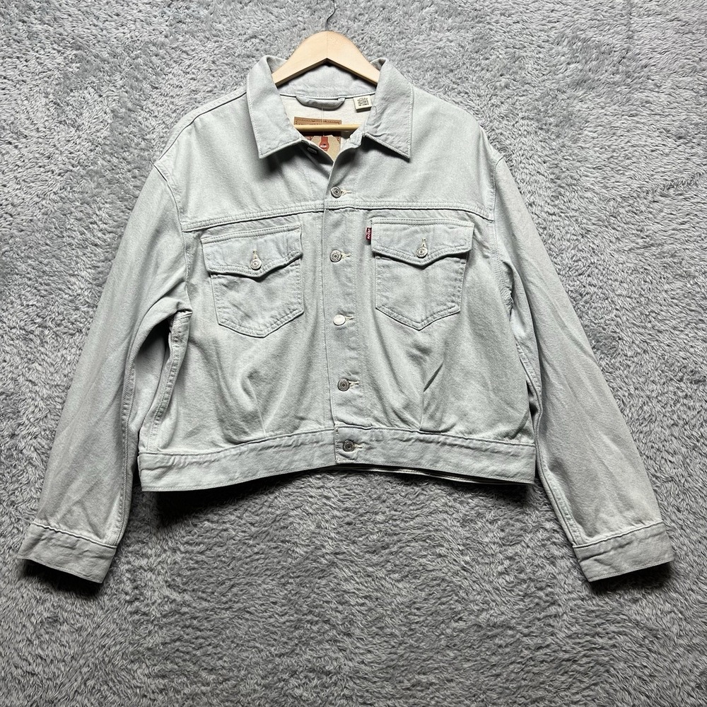 Levis Denim Jacket Mens Large Light Blue Wash‎ Button Up Trucker Casual